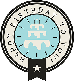 白色卡通生日标签