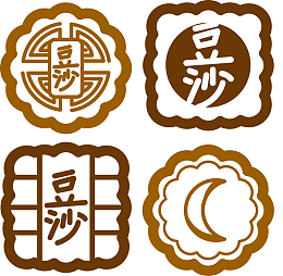 圆形手绘豆沙酥皮月饼