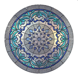 蓝色花纹圆形窗