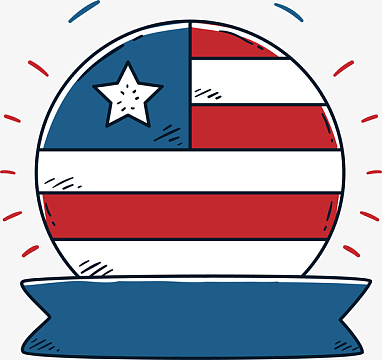 圆形手绘美国国旗