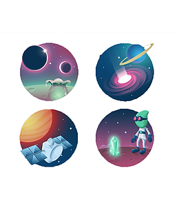 彩色圆形太空插图png