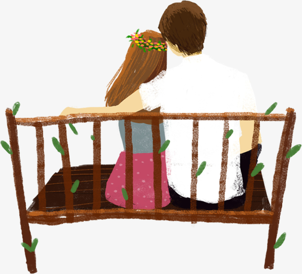 卡通手绘情侣背面