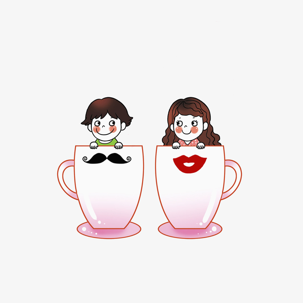 卡通情侣杯免抠图