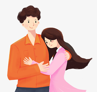 手绘人物插画相拥相抱的情侣插图