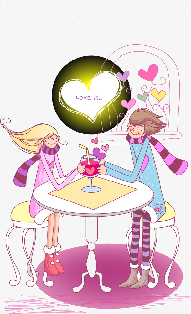 情侣约会素材png矢量元素