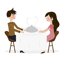 约会吃饭的情侣