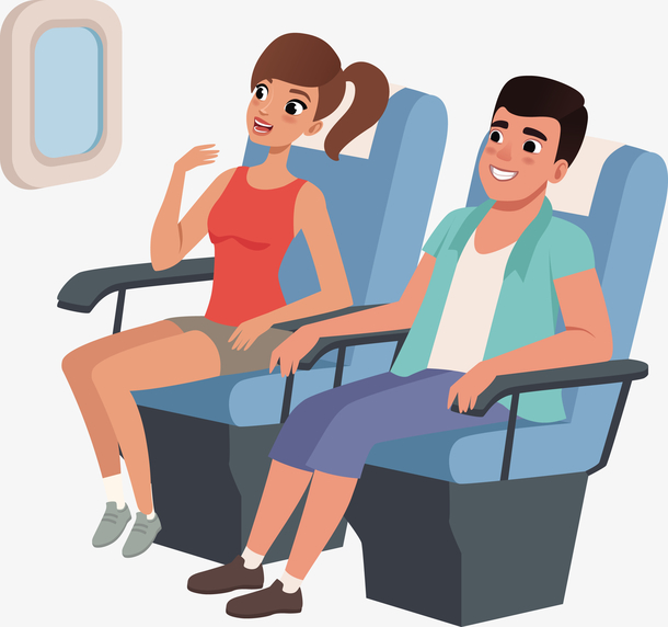 一对矢量坐飞机情侣