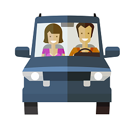 矢量黑色卡通乘车开车情侣