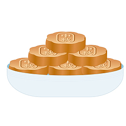 一盘月饼矢量图设计