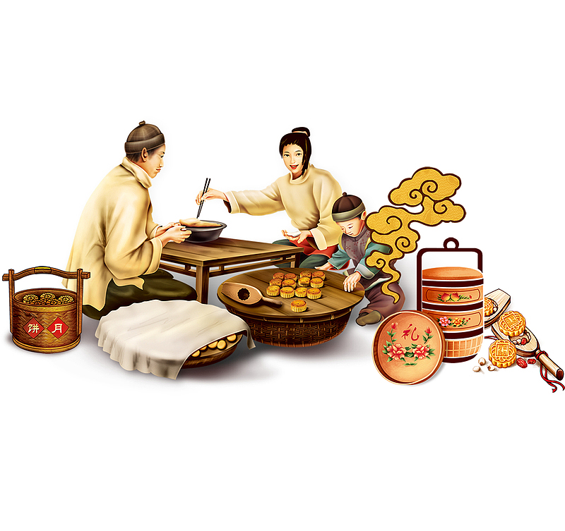 中国风传统文化中秋月饼美食制作
