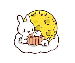 中秋节卡通兔子吃月饼