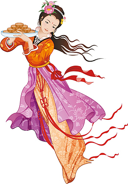 端着月饼盘子的嫦娥