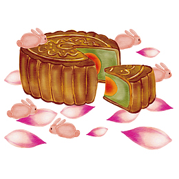 吃月饼的玉兔插画设计