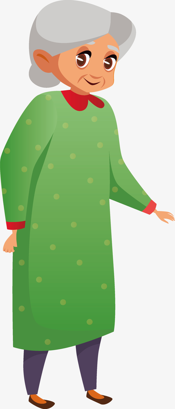 卡通手绘老奶奶插画素材