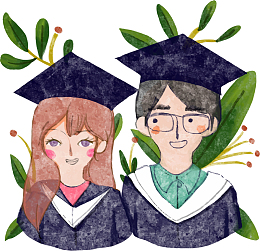 情侣毕业季人物插画