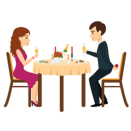 情侣烛光晚餐插画