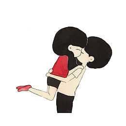 卡通相互拥吻的情侣素材