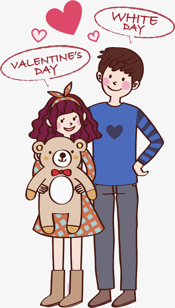 卡通对话的情侣免抠图