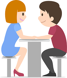 插画风坐着的情侣