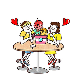 吃冰淇淋的情侣