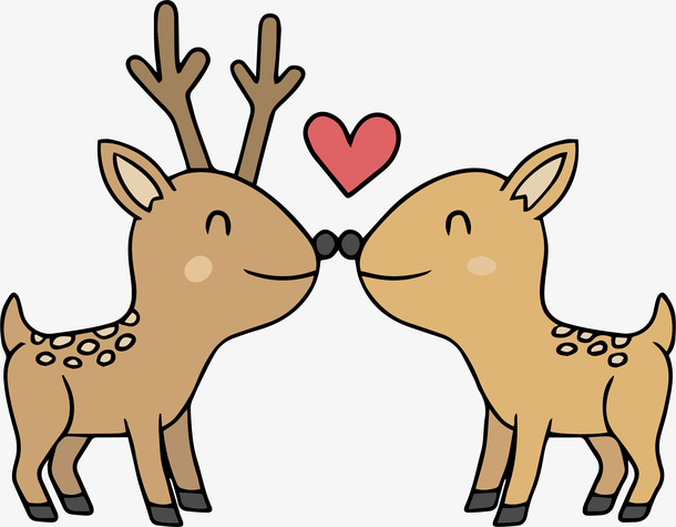 卡通小鹿爱人装饰插画