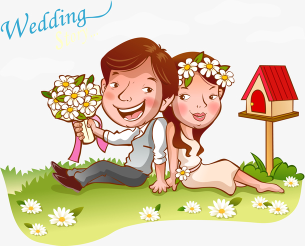 卡通背靠背情侣