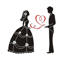 情人节情侣剪影装饰