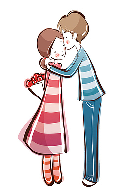 小清新拥抱的情侣免抠图