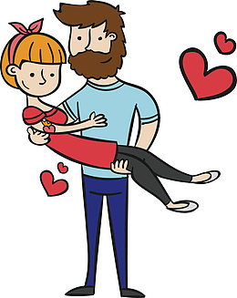 矢量手绘卡通情侣拥抱素材