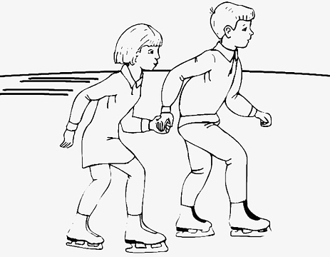 溜冰的情侣简笔画图案