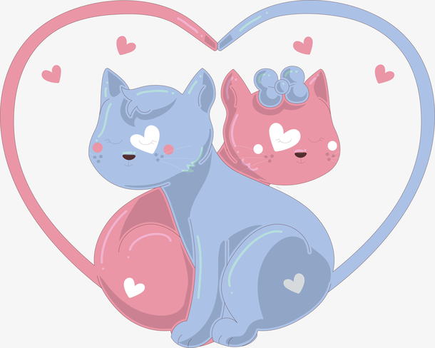 可爱情侣动物插画