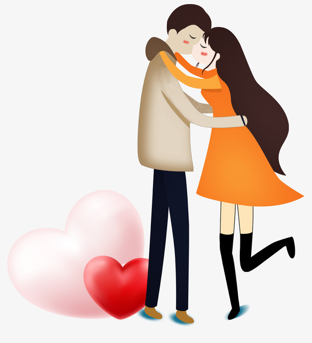 卡通手绘情侣人物插画素材免费下载_觅元素