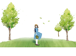 手绘小清新女孩免抠图
