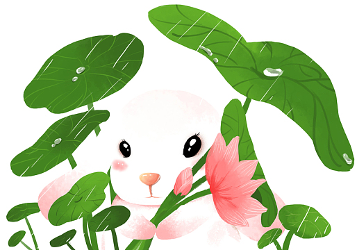 小清新可爱大耳朵兔子手绘插画素
