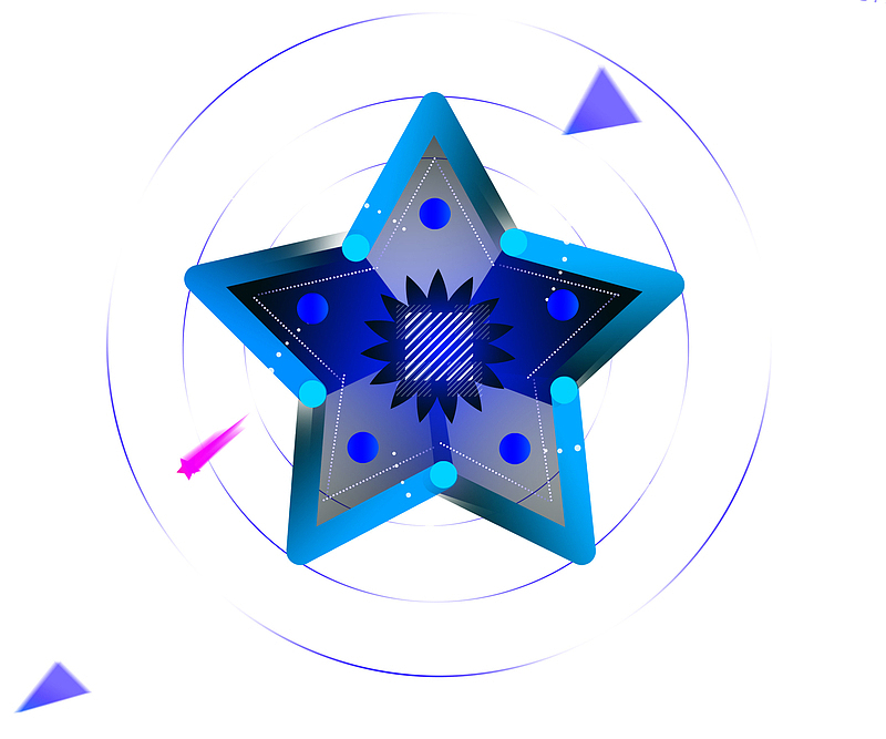 科技装饰五角星元素