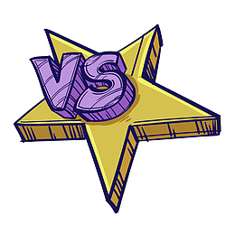 手绘卡通vs立体五角星