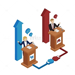 卡通辩论男女免抠图