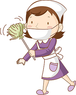 卡通大扫除的女人
