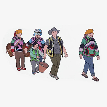 介绍跳月插画免抠(500x500)png卡通中国风少数民族人物跳舞插画(584x