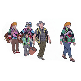 卡通彝族人物插画免抠