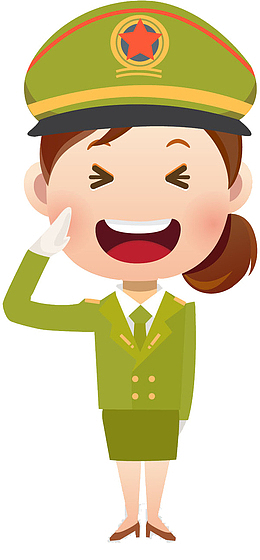 卡通敬礼的军人免抠图