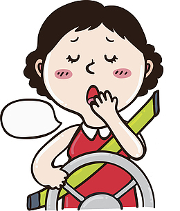 卡通女人开车疲劳驾驶方向盘免扣