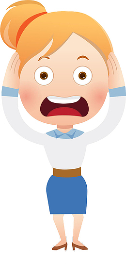 手绘惊恐的女人免抠图