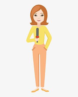 手绘卡通人物女主持人