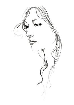 素描的黑色线条女人素材