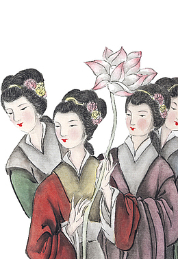 手绘古代仕女插图