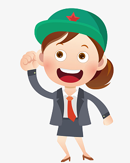 卡通戴着军帽的女人免抠图