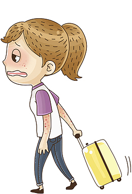 卡通生病的女人免抠图