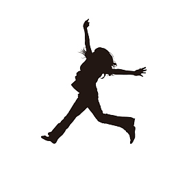 跳跃起来的女人剪影