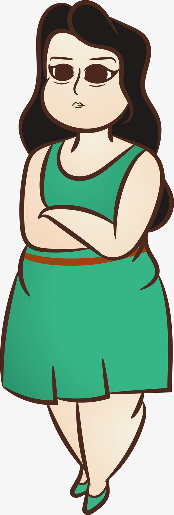 呆萌绿衣微胖女人